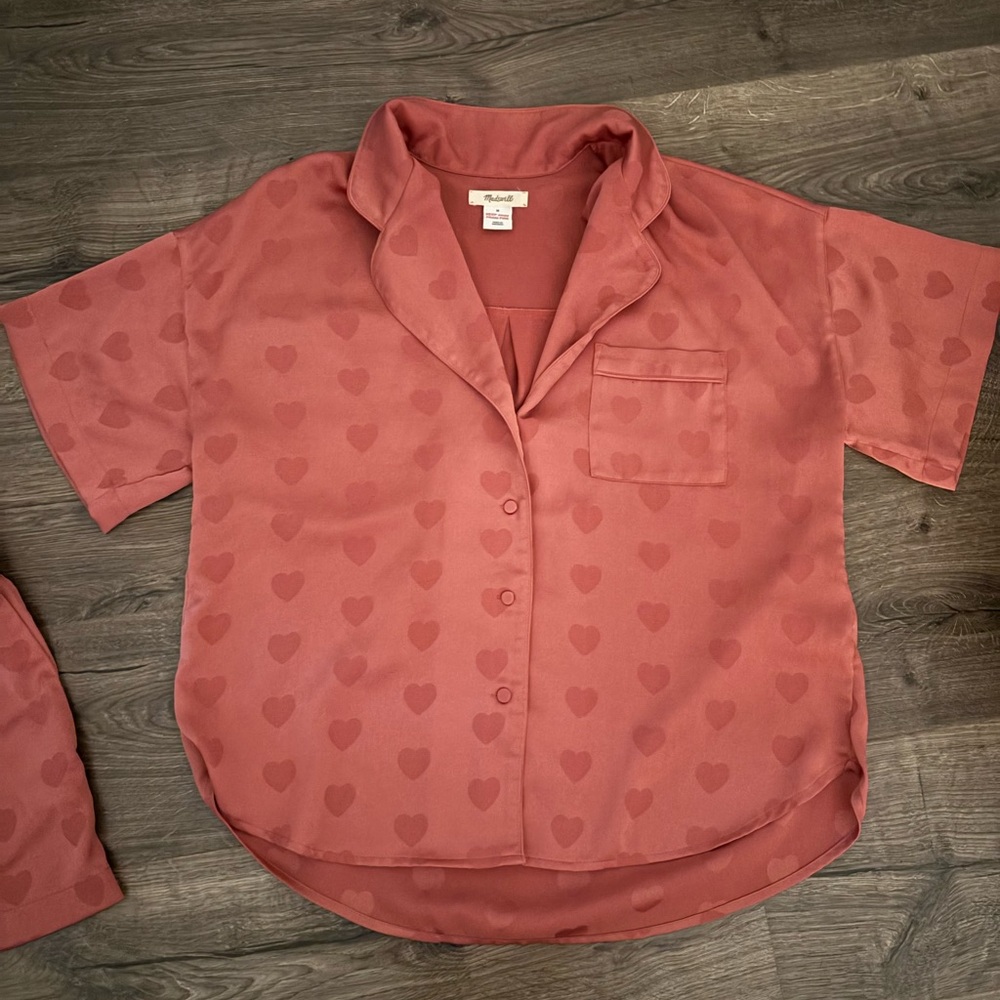 Madewell Heart Jacquard Oversized Pajama Shirt